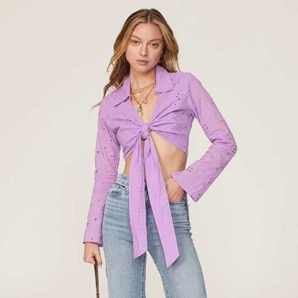 ASHLEY PARK x RTR Women's Purple Eyelet Top Size 8